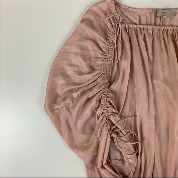 LOFT Cinched Long Sleeve Pink Shimmer Top Size M - Picture 5 of 8